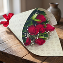 Elegante Buquê De 6 Rosas Vermelhas