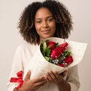 Elegante Buquê De 6 Rosas Vermelhas