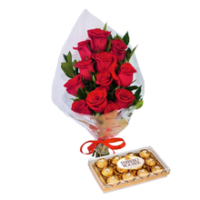 Luxuosas 12 Rosas Importadas & Ferrero Rocher