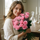 Buquê De 36 Rosas Cor De Rosa & Gypsophila