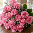 Buquê De 36 Rosas Cor De Rosa & Gypsophila