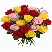 Buquê De 36 Rosas Vermelhas, Amarelas & Cor De Rosa