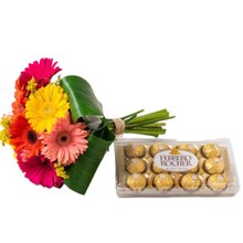 Buquê Gerberas e Chocolate Ferrero Rocher