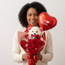 Buquê de Rosas com Balão Eu Amo Você