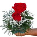 Arranjo de Duas Rosas em Castiçal