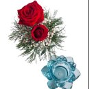 Arranjo de Duas Rosas em Castiçal