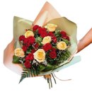 Buquê de 6 Rosas Chá, 6 Mini Rosas Vermelhas