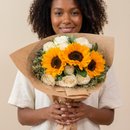 Buquê Rosas com Girassol