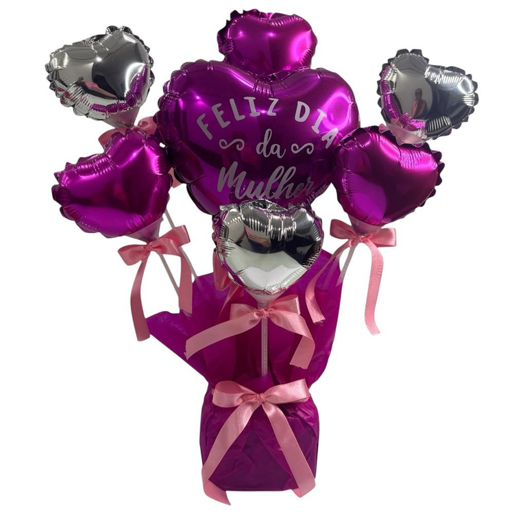 Arranjo de balões FELIZ DIA DA MULHER