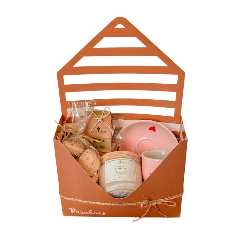 Cesta aniversário cuidados vela e escalda pés