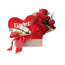 Caixa Com Rosas Eu Amo Você
