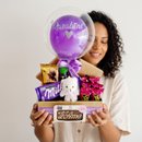 Cesta Aniversário Com Chocolates Happy Lavanda 