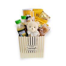 Cesta  Carinho Gold Com Ursinho e Guloseimas