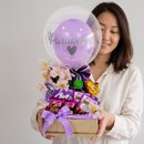 Cesta Aniversário Com Balão Comemore Lavanda