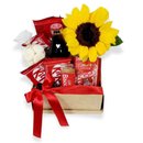 Cesta Com Girassol e Chocolates Red Sol