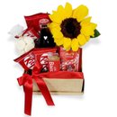Cesta Com Girassol e Chocolates Red Sol