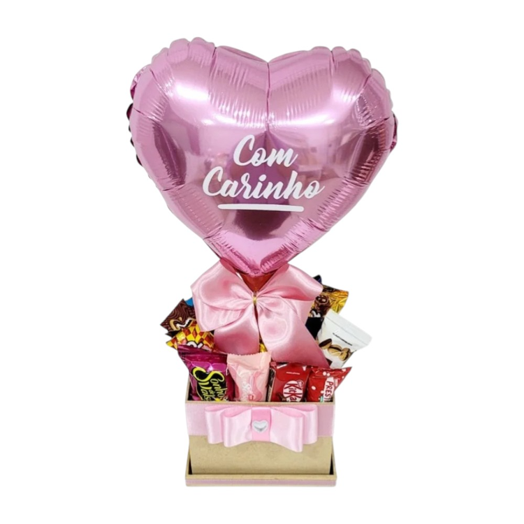 Cesta De Chocolates Sortidos Afeto Rosa