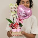 Cesta Orquídea KitKat E Balão Toque De Carinho 