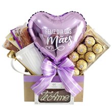 Cesta Dia Das Mães Lilás Com Ferrero Rocher E Balão 