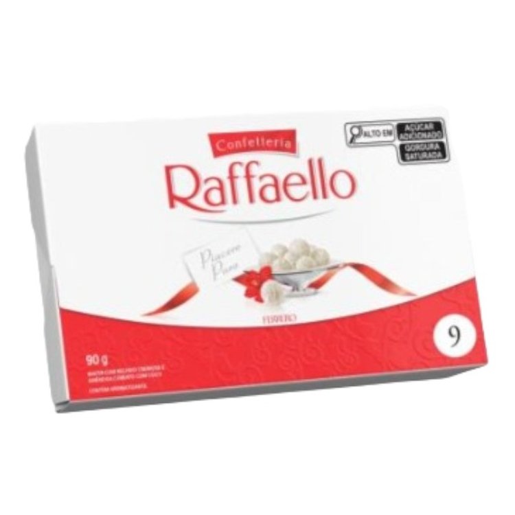Bombom Ferrero Rafaello com 9 unidades 90g