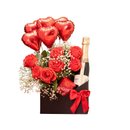 Cesta Luxo com Rosas Vermelhas, Lindt e Chandon