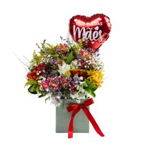 Buquê Flores com Balão Mãe