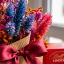 Buquê de Flores Secas com Chocolate Lindt