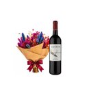 Delicado Mini Buquê de Flores Secas com Vinho 