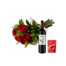 Buquê Paixão de Rosas Vermelhas com Vinho e Chocolate
