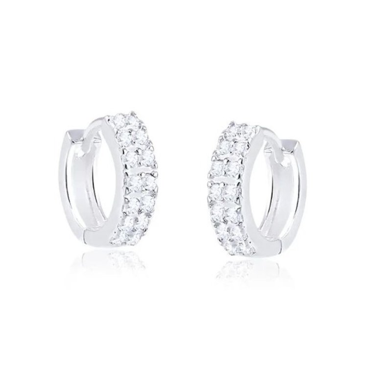 Brinco Argola Zircônia Branca - Prata 925