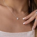 Colar Ponto de Luz Coração 45CM - Prata 925