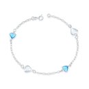 Pulseira Corações Azuis e Brancos - Prata 925