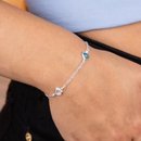 Pulseira Corações Azuis e Brancos - Prata 925