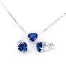 Conjunto de Prata 925 Coração Azul Escuro