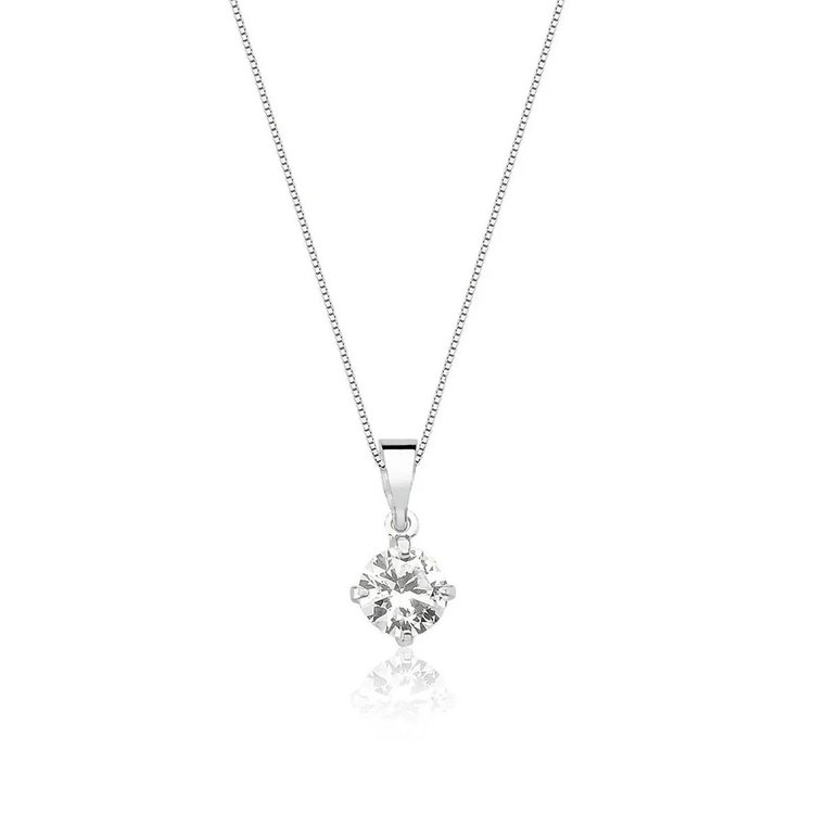 Colar de Prata 925 Ponto de Luz Redondo 6mm Brilhante