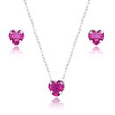 Conjunto Colar e Brinco Rosa de Prata 925