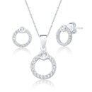 Conjunto de Joias de Prata 925 Círculos Cravejados