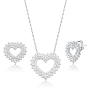 Conjunto de Joias de Prata 925 Corações Cravejados