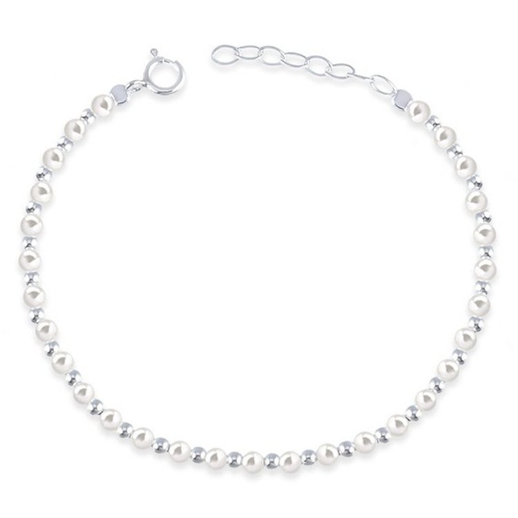 Pulseira de Pérolas e Prata 925 Legítima 3mm