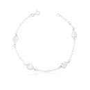 Pulseira de Prata Corações Zircônias Deitados (1mm) 20