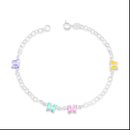 Pulseira de Prata Borboletas Coloridas 18cm