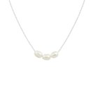 Colar de Prata 925 Três Pérolas Biwa (Natural) 45cm