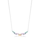 Colar de Prata Curvado Zircônias Coloridas 45cm