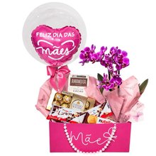 Cesta com Chocolate e Orquídea