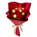Buquê de Bombons de Chocolate e Rosas Eternas 