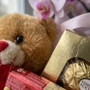 Cesta Suzy Chocolates, Orquídea e Pelúcia