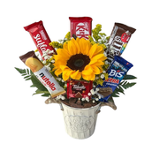 Balde Girassol e Chocolate Sunshine