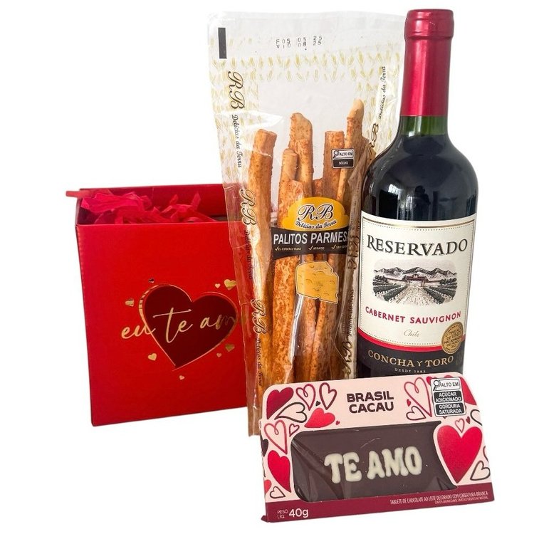 Caixa Vinho e Palitos de Parmesão