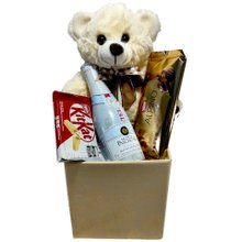 Cesta Moscatel Ice com Ursinho e Chocolates