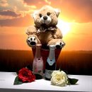 Cesta Amor com Urso Flores e Espumantes